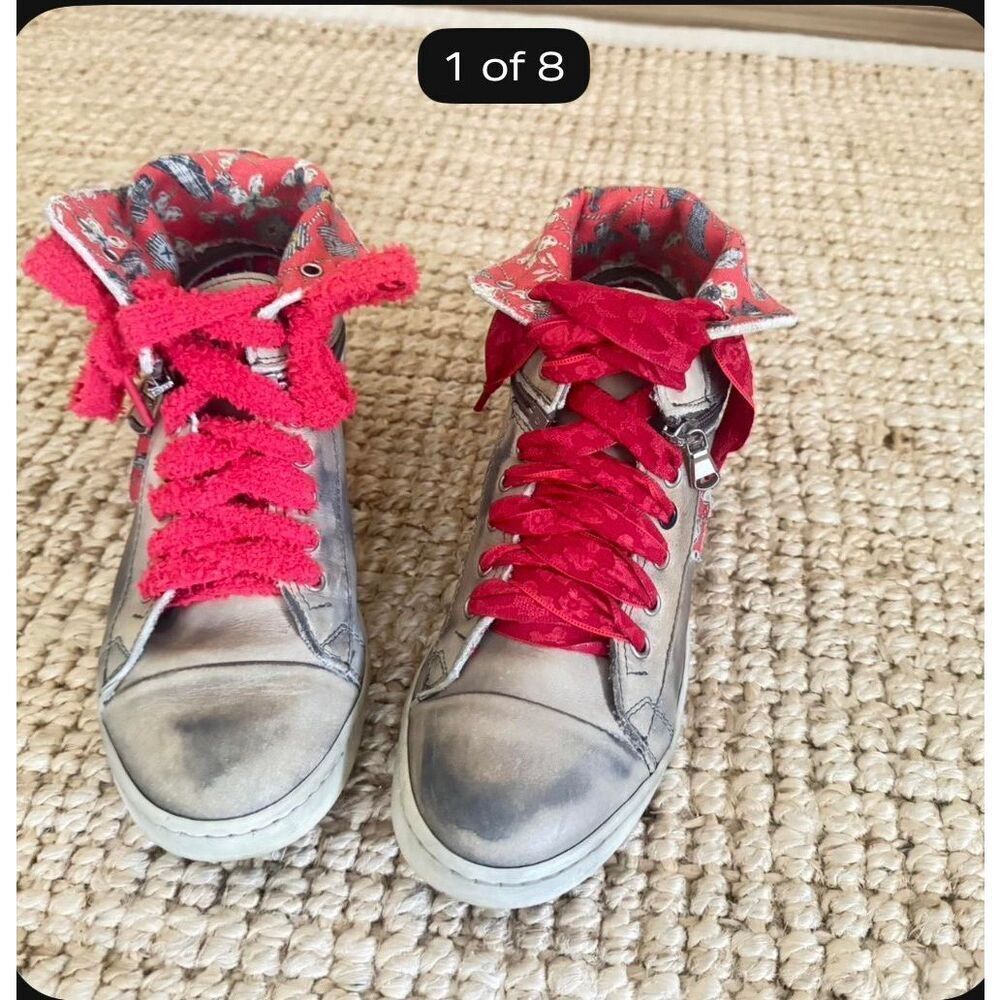 Le Crown Handmade in Italy Distressed Leather Convertible High Low Sneakers 37